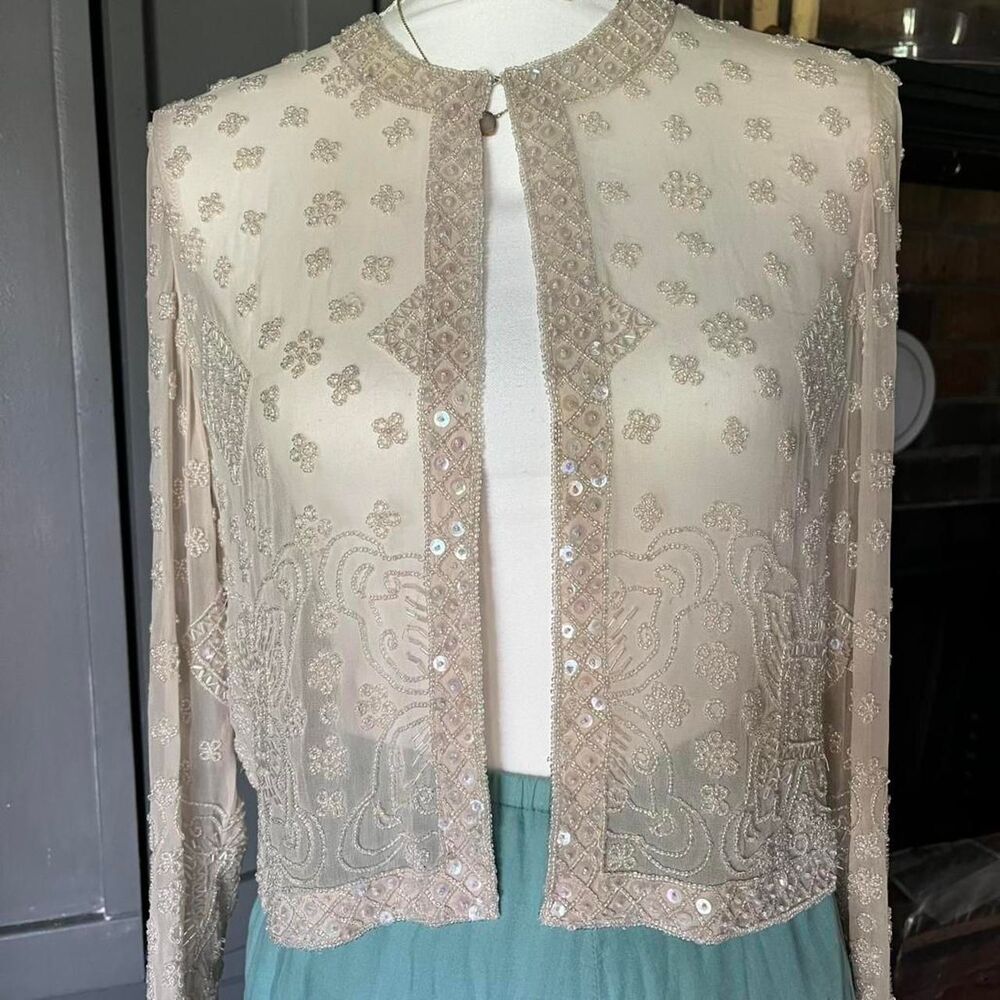 Unique-vintage Women's Cream and Tan Jacket